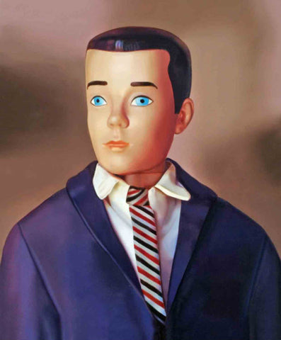 Original oil painting of a 1964 vintage Ken Doll by artist Judy Ragagli