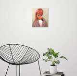 Original oil painting of a 1967 Equestrian Ruby Red Color Magic Barbie titled Riding in the Park by artist Judy Ragagli