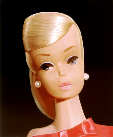 1962 Satin 'N Roses Platinum Swirl Barbie oil painting by Judy Ragagli