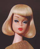 A vintage 1965 On the Avenue blond Barbie original oil painting by artist Judy Ragagli