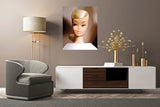 Vintage Platinum Swirl Barbie oil painting by Judy Ragagli hangs above a credenza.
