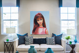 Twist 'N Turn oil painting by Judy Ragagli hangs above a creme sofa.
